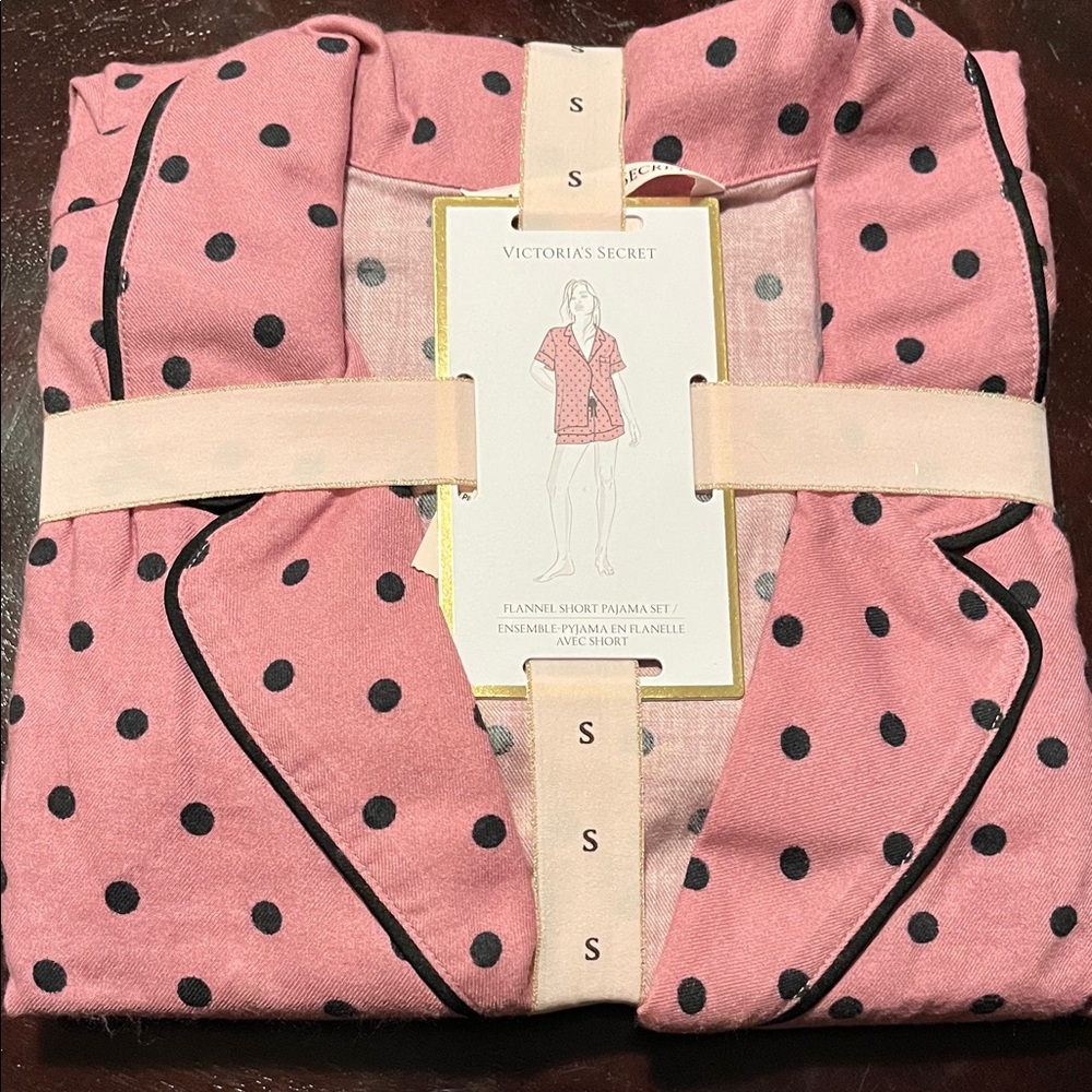 NEW! Victoria's Secret Pink and Black Polka Dot Pajama Set